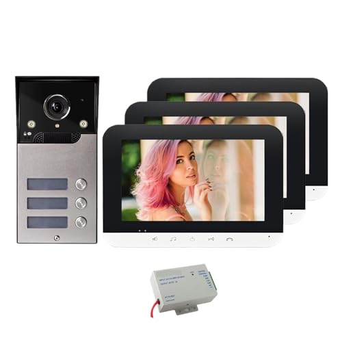 QAXRZCUCD Monitores De 7 Pulgadas 2/3/4 Apartamento/Familia Videoportero Sistema Portero Automático Timbre Gran Angular Cámara Impermeable Control Acceso Vista En Vivo NíTida(V70MG-MAS-3)
