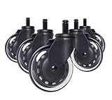 Office Chair Caster Wheels (3in,Set of 5),Universal Fit for Most Chairs,Applicable for Tile, Hardwoo