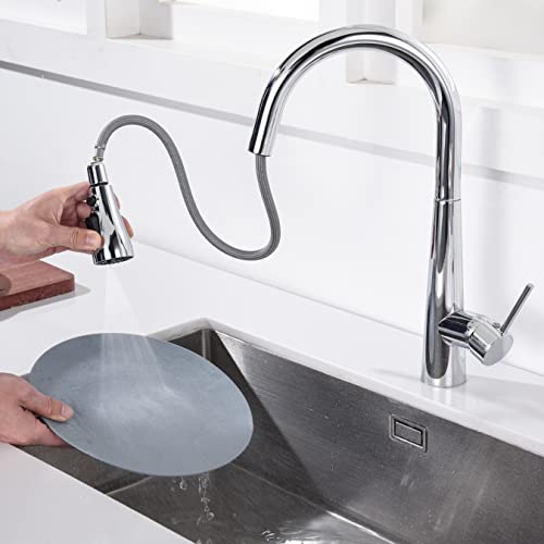 Pull Down Faucet Spray Head With 11 Adapters - 4 Functions Kitchen Faucet Head Replacement, Upgraded Kitchen Sink Faucet Sprayer Head Part, Pull Out Tap Nozzle Replacement, Chrome #TOP4