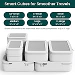 NOBL Travel Compression Packing Cubes Set of 6, Luggage Organizers, Ivory - Image 2