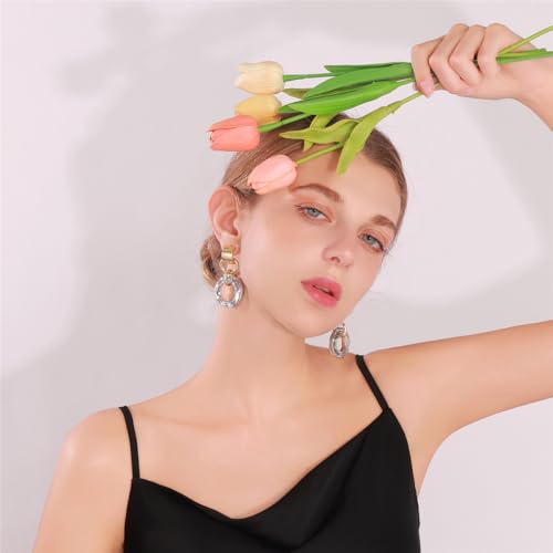 Women's Earring with Circle Crystal Dangle, Fashion Shining Earrings for Women, 925 Sterling Silver Drop Dangle Earrings, Statement Stud Earrings Set for Party Jewelry Gift4