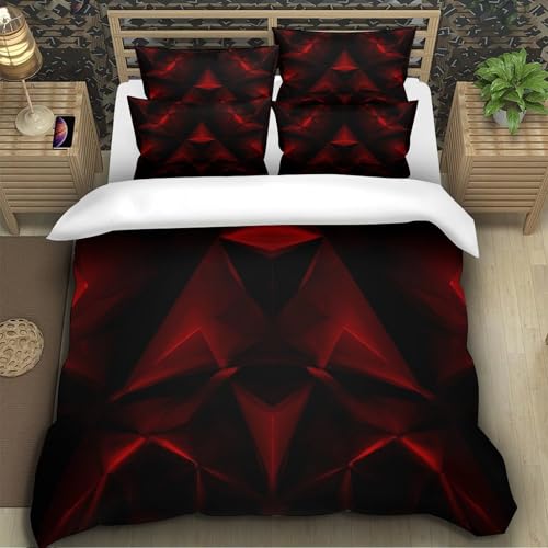 Housse de couette respirante rouge parure de lit hypoallergique