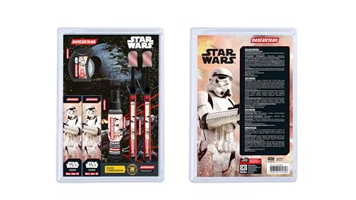 Dentalclean Kit Juvenil Star Wars Edição Comemorativa - 2 Escova de Dente - 2 Gel Dental 50g - Spray Bucal 30ml - Fio Dental 50m - Sabo Menta, Stormtrooper