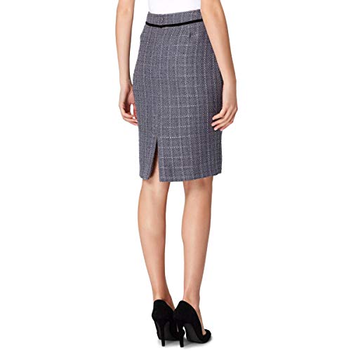 Tahari ASL Womens Plaid Metallic Straight Skirt2
