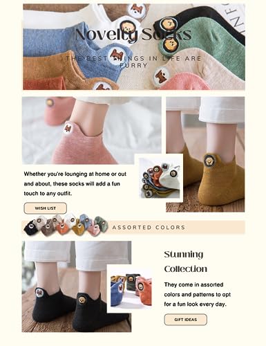 Sporzin Sneaker Socken Damen 39-42 & 35-38, 10 Paar Bunte Lustige Baumwolle Socken für Sneaker Damen mit Fersen-Motiv Stickerei, Alltag und Sport
