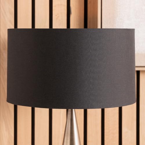 Black Cylinder Cotton Lampshade for Table Lamps 14 inch | Drum Lamp Shade for Living Room Standard Lamps (Black, 35cm Diameter)
