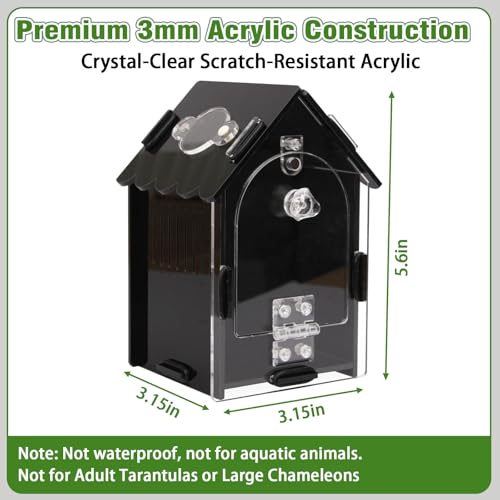 Image of Jumping Spider Enclosure Kit, 3.15x3.15x5.6 Inch Acrylic Terrarium with Magnetic Lock & Feeding Hole, Escape-Proof Mini Habitat for Tarantula, Mantis, Reptiles, Cricket Keeper