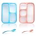 Krama Fresh | Leakproof Bento Lunch Box for Kids 34 Ounce | 3 and 4 Compartment | Food Container for Work School | Microwave Dishwasher Safe | Meal Prep Fda Approved BPA Free | 2 Pack Pink Blue