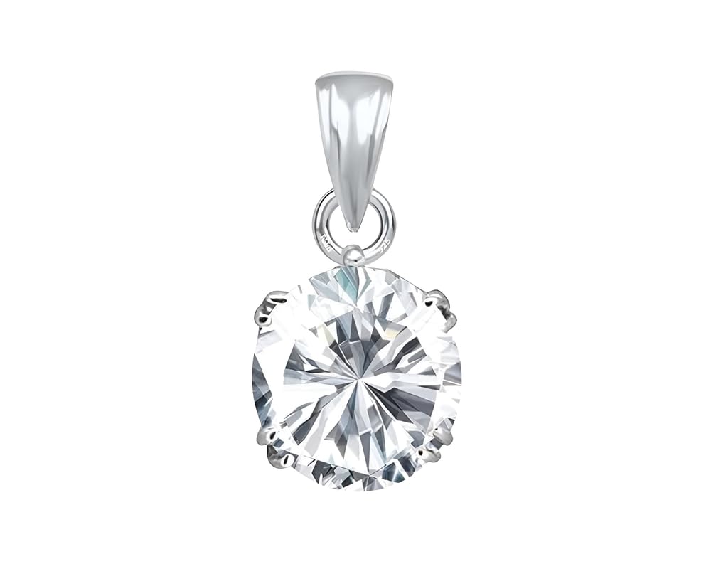 ptm American Diamond/Zircon 3.25 Ratti or 3 Carat Astrological Certified Gemstone bis Hallmark 925 Sterling Silver Pendant for Men & Women -fba1325-picture-48