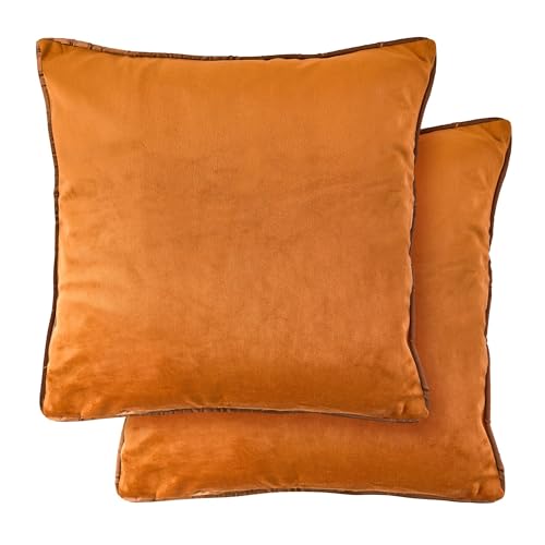 Emma Barclay Chelsea - Soft Touch Velvet Luxury Cushion Cover in Orange - 17x17 (43x43cm)
