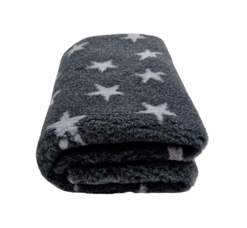 WOOF AND PUP | Non Slip Vet Bedding | Charcoal Star Pattern | Machine Washable | Stars | UK Manufactured | Non-slip | Dog Bed | Whelping | Vet Bed (Charcoal & Grey Small 50cm x 75cm (20 x 30))