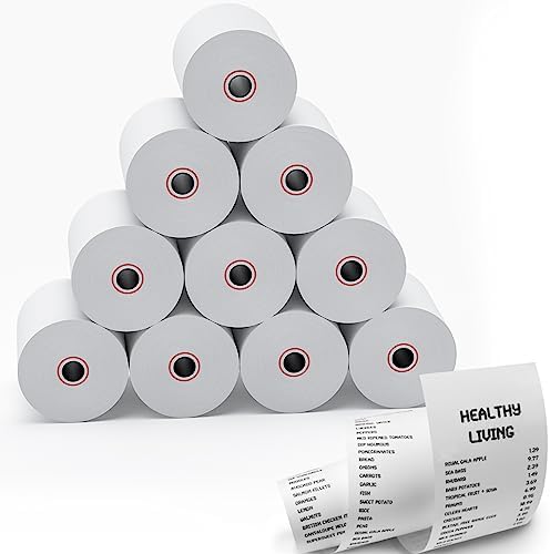 MBLABEL Thermal Receipt Paper Rolls, 3-1/8 x 230ft Thermal Paper, POS Cash Register Paper Rolls (10 Rolls)