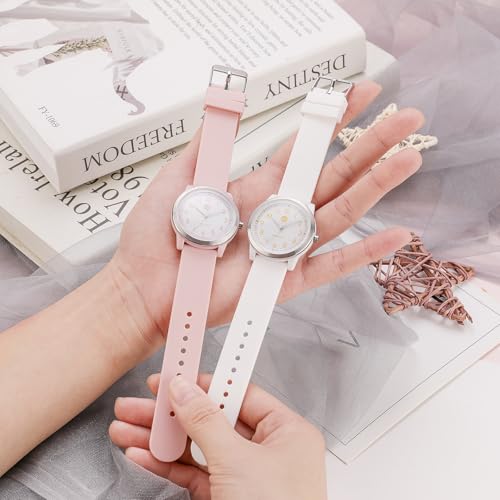 Analog Watch for Girls Boys Children Teens,6-18 Years Old Girls watch, Learning Time and Easy to Read, Minimalist Wrist Watch with Soft Band, steel stainless case boy watch with 5ATM Waterproof3