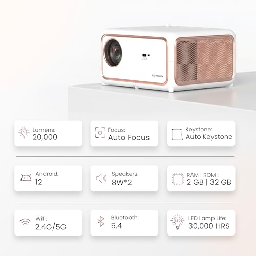 Image of OTEK Galaxy100 Smart Projector, Inbuilt Netflix & Prime, 1080P Native, 1100 ANSI Lumens, Auto Focus & Keystone, WiFi 6 & BT 5.4, 220 inch Display, Dual 8W Speakers