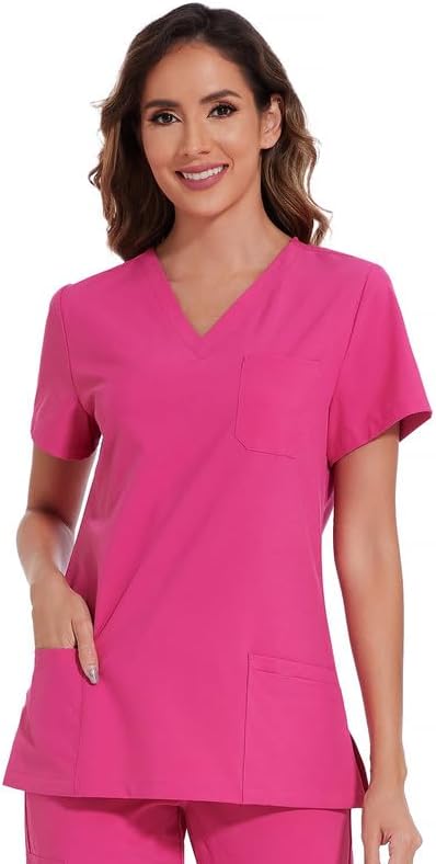 COZYFIT Scrub Tops for Woman - Soft Stretch, V-Neck Top Scrubs with 3 Pockets, Easy Care for Women - Image 2