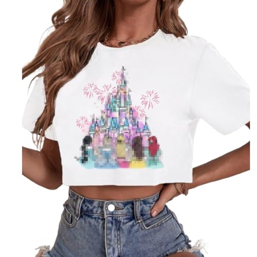 Image of Magical Crop Shirt for Women Magic Kingdom Princess Tshirt Funny Family Vacation Trip Tee Casual Holiday Top