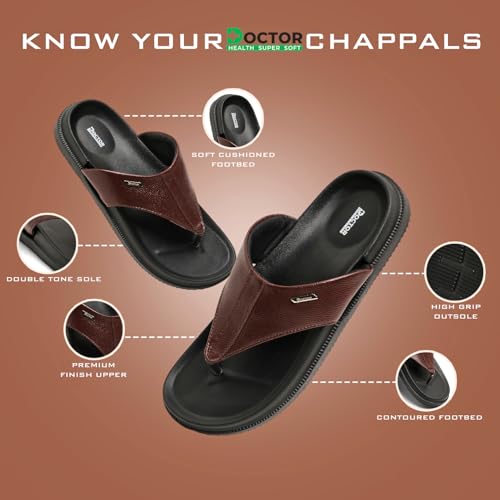 Image of DOCTOR HEALTH SUPER SOFT Men's Orthopedic Slippers | Anti-Skid Comfort Footwear for Heel Pain & Everyday Wear | Lightweight PU Sole Flip-Flops for Men