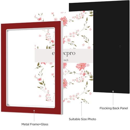 Image of eletecpro 4x6 Enamel Picture Frame with Real Glass Cover, Cute Photo Frame with Silver Metal Edge, Horizontal and Vertical Display Pictures 4 by 6 for Tabletop and Wall Decor, Red, 1 Pack