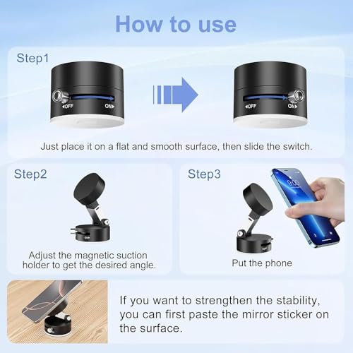 Image of MountPro K5 Magnetic Car Mobile Holder with Suction Cup Base | 360 Adjustable Arm Mount Stand for Dashboard, Windshield & Desk | Universal Smartphone Holder - Black