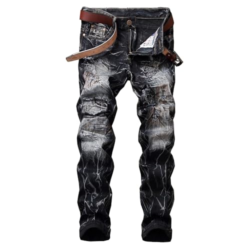Men's Vintage Distressed Ripped Jeans Casual Classic Slim Fit Straight Fit Jeans Regular Fit Hip Hop Jeans