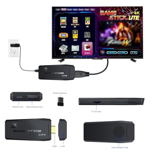 Image of HDMI 4K Wireless TV Game Console Stick 4K，Retro Game Stick with Built-in 9+ Emulators, 20,000+ Games, 4k Hdmi Output & 2.4GHz Wireless Controller, Retro... (Limited Edition)