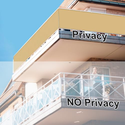 Image of Sunnylaxx Balcony Privacy Screen for Protection 90 x 200 cm, Privacy Screen, Fence for Balcony Balcony PES for Balcony Garden Terrace, with Eyelets and Strap, Sand