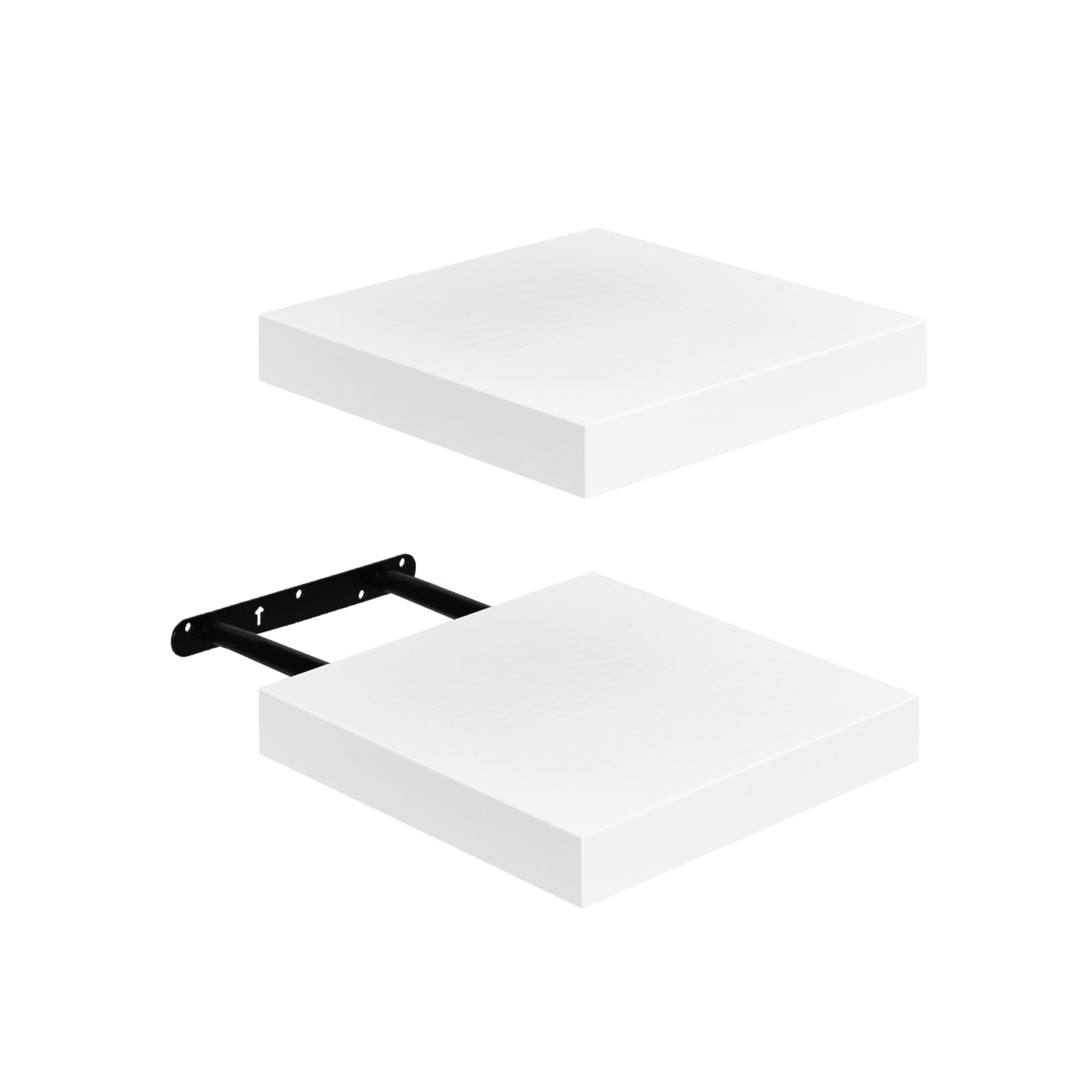 FURNITABLE Floating Shelves Set of 2 Compact 20 x 20 cm Wall Shelves MDF for Bathroom, Kitchen, Hallway - White