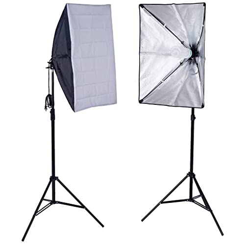 Tableclothsfactory 1200 Watts White Umbrella Soft Box Continuous Lighting Photo Video Studio Kit With Chromakey Background Muslins #TOP1