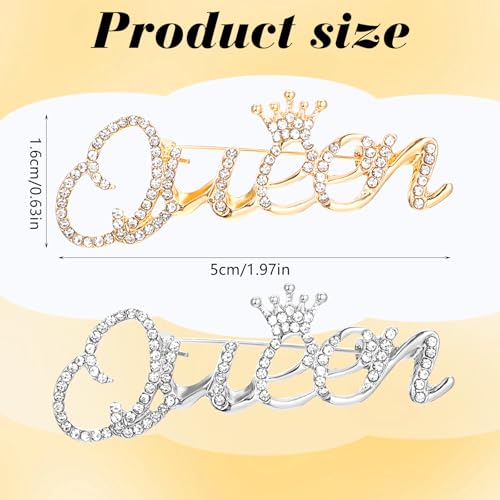 Image of 2 Pcs Queen Crown Brooch Pins for Women Girls Rhinestone Queen Brooches Pin Gold Silver Fahion Bling Crystal Lapel Pin Decorative Pins for Clothing Dress Bridal Wedding Party Birthday
