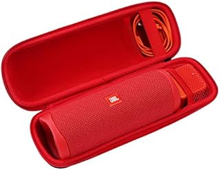 Hard Travel case for JBL Flip 6 Flip 5 Portable Bluetooth Speaker (Black outsideRed inside) (Red)