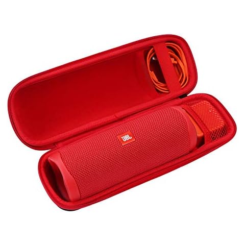 Hard Travel case for JBL Flip 6 Flip 5 Portable Bluetooth Speaker (Black outside,Red inside) (Red) Cover
