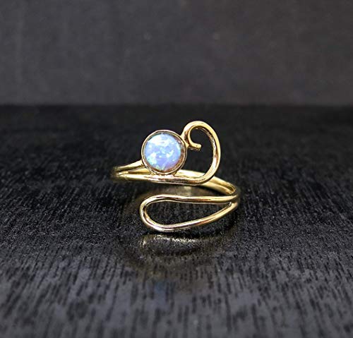 Opal Gold Ring For Women, Open And Adjustable Gold Ring, Blue Opal Ring, Handmade Gold Ring, Girl Rings, Blue Stone Gold Ring, Everyday Ring, Opal Ring, Birthstone Ring #TOP6