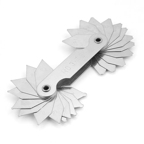 Edelstahl Radius-Messgerät Set, 4 Stück Präzisions-Filet-Messgerät, R0,3-25mm Messbereich, für Werkzeug- und Druckmaschinen, Maschinisten Werkzeug