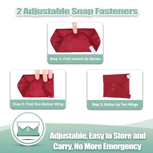 Image of Wegreeco Cloth Menstrual Pads - Soft Washable Pads for Women - Reusable Panty Liners for Women - 6 Pack with 1 Cloth Mini Wet Bag (Small, Burgundy)