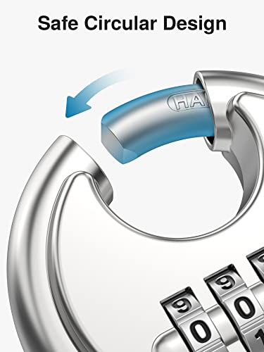 Puroma Combination Lock, Stainless Steel Disc Padlock With Hardened Steel Shackle, Keyless Heavy Duty Combo Lock For Outdoor Sheds Fence, Gate Hasps, Storage Unit, School Gym Locker (1 Pack, ‎Silver) #TOP3