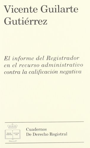 Portada de INFORME DEL REGISTRADOR EN EL RECURSO ADMINISTRATIVO CONTRA