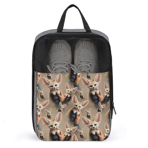 Fashionable Shoe Storage Bag for Travel, Fennec Fox, Unisex Waterproof Breathable Shoe Organizer, Versatile for Women and Men