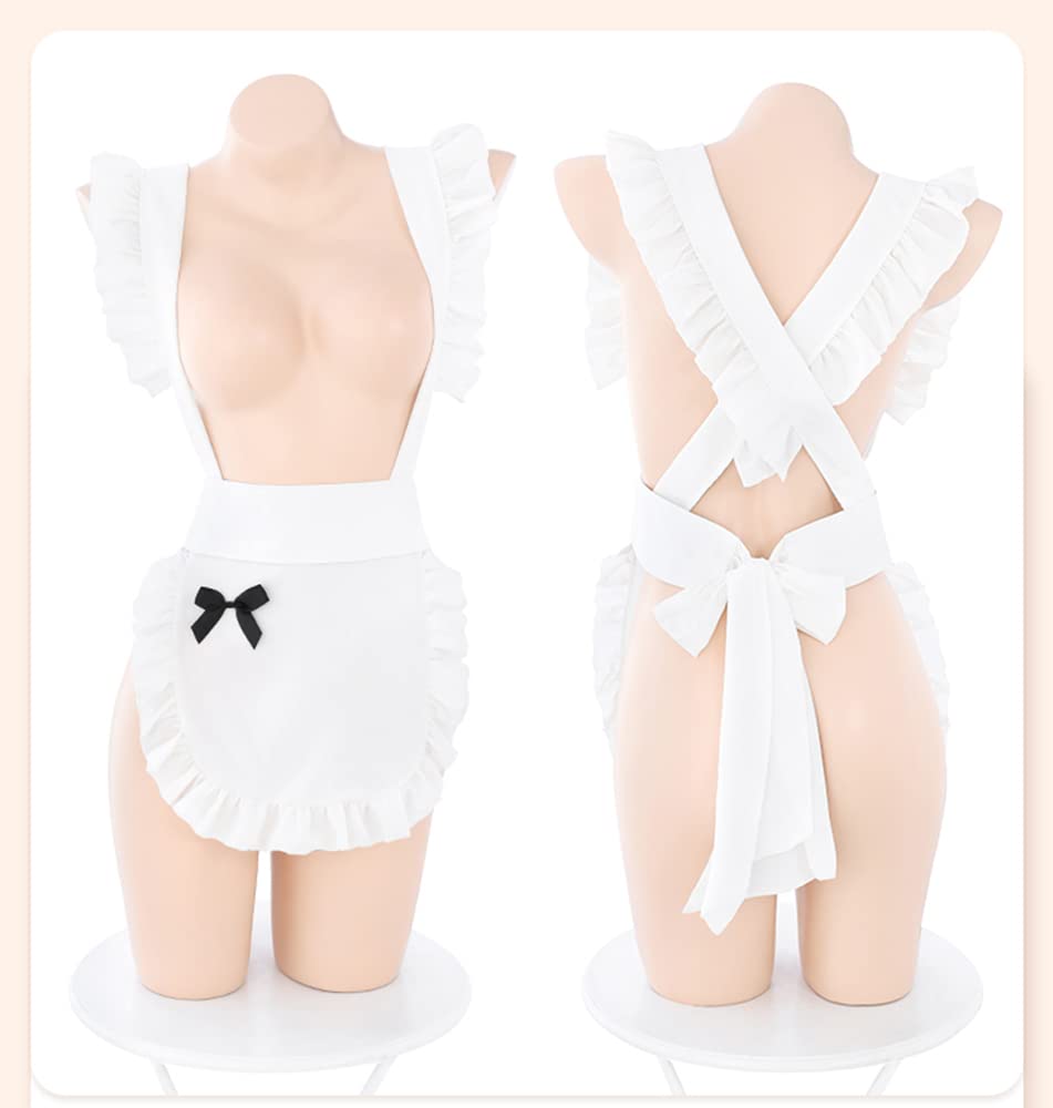 SINROYEE Damska seksowna bielizna cosplay japońskie anime strój pokojówki Halloween koronkowa bielizna babydoll zestaw seksowna francuska pokojówka, Czarny, rozmiar uniwersalny