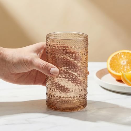 Hobnail Beaded Highball Drinking Tumbler Glasses, Set of 6, 13oz Venus Color Polycarbonate Shatterproof Reusable Drinkware Cups Juice Water Cocktail Iced Tea Wine, Party Home Kitchen Tabletop Gift - Image 7