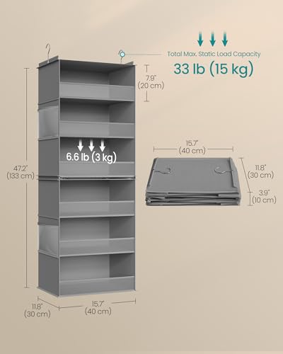 SONGMICS-Widended-Hanging-Closet-Organizer-and-Storage-6-Tier-Separable-FoldableFabric-Storage-Shelf-with-Side-Pockets-Metal-Hooks-and-Bamboo-Inserts-Dove-Gray-TINA-Collection-URCH008G01