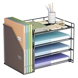 VITVITI Schreibtisch Organizer, 4 Ebenen Briefablage, Aktenhalter mit Stehsammlere, Büro Organizer für A4 Dokumentenablag, Zeitschriftensammler (Grau)