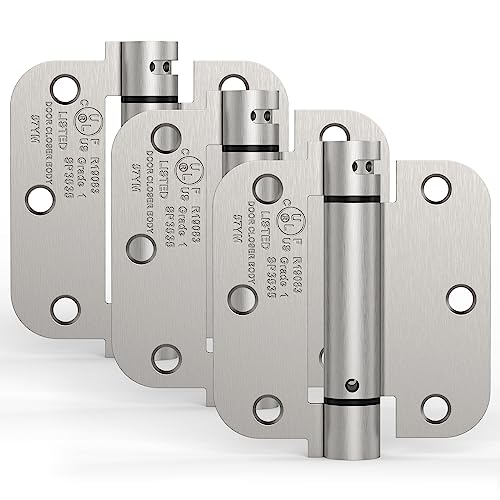 Treasem 3 Pack 3.5 Inch Self Closing Door Hinges, Satin Nickel
