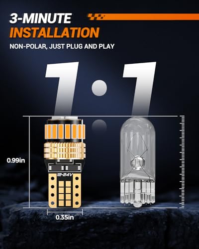 Image of SEALIGHT 194 LED Bulb 2000K Amber 168 T10 2825 W5W 600% Brightness Wedge Interior Car Bulbs Replacement for License Plate Lights Dome Map Door Courtesy Trunk Parking, 2 PCS
