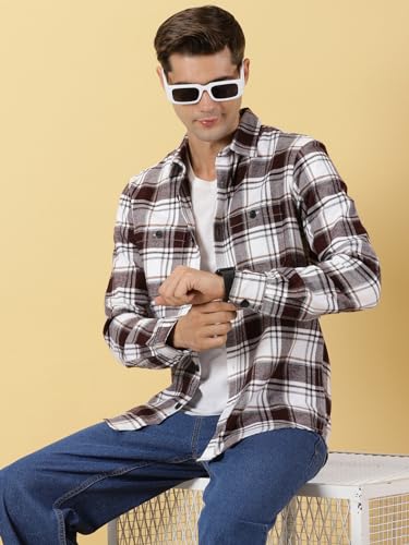 Image of Thomas Scott Men's | Checks | Full Sleeve | Regular Fit | 100% Cotton | Double Pocket | Spread Collar | Casual Shirt