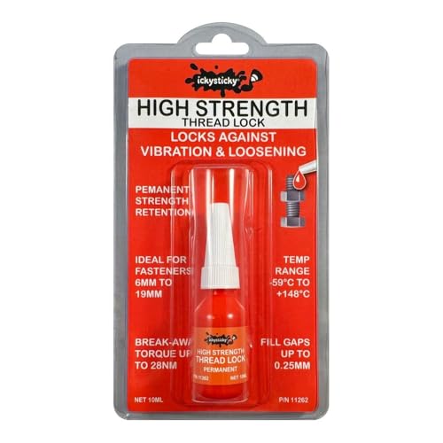 Ickysticky High Strength Threadlock 10 ml Red Oil Tolerant Threadlocker, Screw Glue for Automotive, Anaerobic