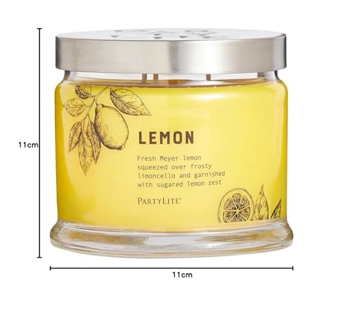 Partylite Lemon Kerzenglas mit 3 Dochten und Zitronenduft
