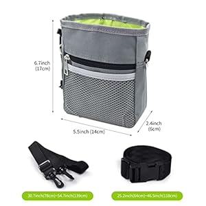 Dog treat pouch bag with poop bag holder waterproof puppy training walking bag shoulder strap waist belt and clip easily carrying dog toys foodgrey   cucciolini doodles