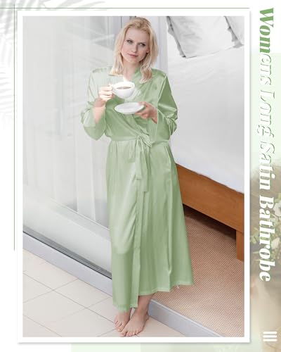 Image of Xtinmee 6 /12 Pcs Women's Long Satin Robes Full Length Sleepwear Silky Bath Robe Kimono Dressing for Wedding Birthday Party
