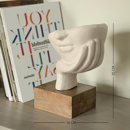 Image of Ellementry Restive Face Ecomix Sculpture 32 cm Tall, Home Decor Showpiece Figurine for Living Room & Office, Modern Asthetic Tabletop Decorative Accent, Unique Gift Item for Shelf Decoration