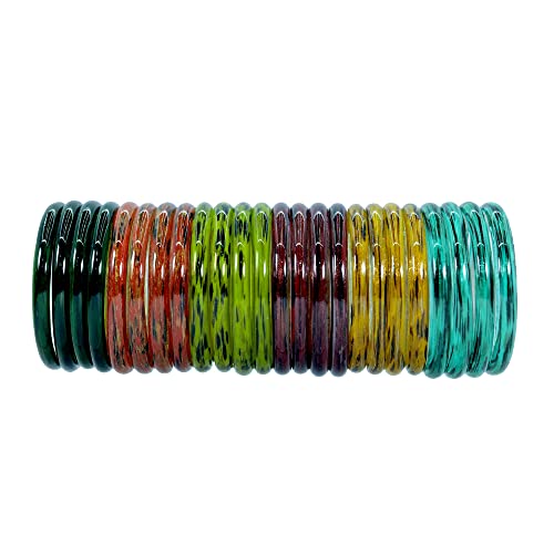 Image of NMII Fancy Glass Bangle Set For Women & Girls | Kada Bangles For Daily Use | Kaanch Ke Kade | Multicolor Kada Set | Chudi For Women | Fancy Women's Bangles For Wedding, Party & Gift